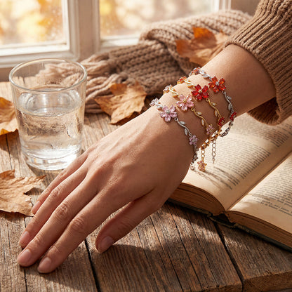 Elegant blomarmband för kvinnor – 5-blads kristallblomsdesign, justerbar kedj