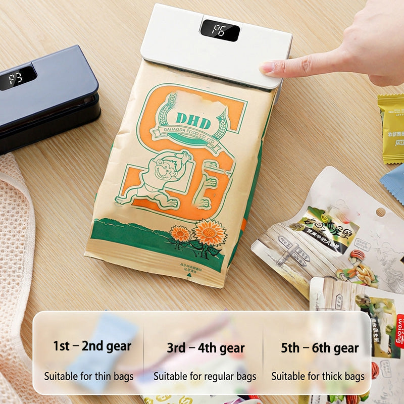 🔧Bärbar USB-förseglingsmaskin med två funktioner – försegling och öppning, LED-display med 6 inställningar