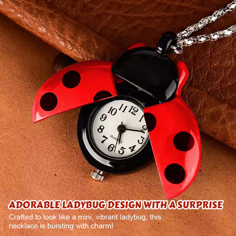 🐞 Halsband med vintage nyckelpiga-fickur