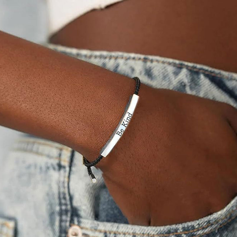 ✨📿 Vävt armband i rostfritt stål – motiverande och inspirerande armband med borttagbar tryck! ✨🦾