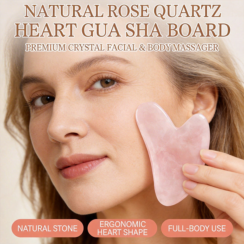🔥Köp 1 få 1 gratis💖Gua Sha-massager i naturkristall i hjärtform – Gua Sha-verktyg för hela kroppen, för ansikte, hals och kropp
