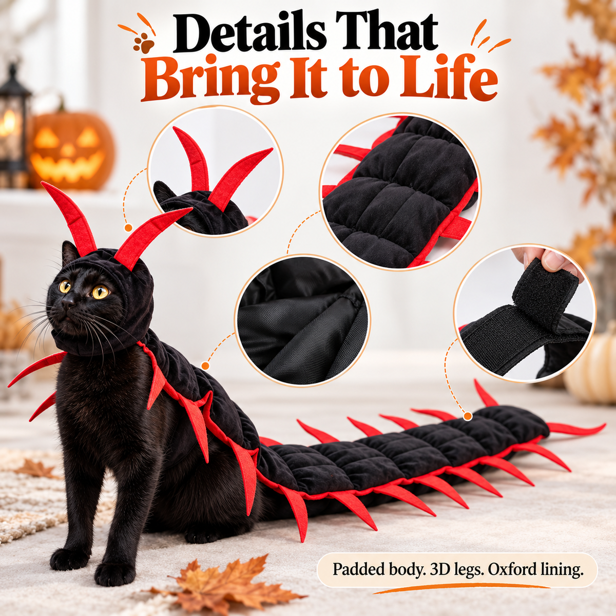 🎃 Obehaglig-Söt Halloween Tusenfotingskostym – 3D Krypande Dräkt för Hundar och Katter 🐾