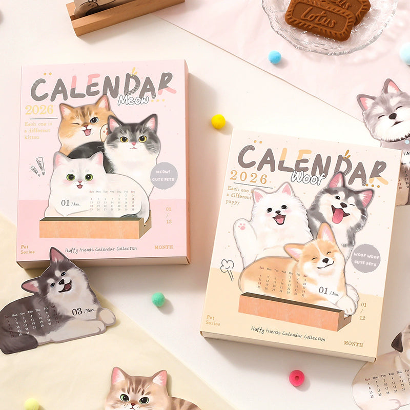 📅🐾 3D-bordskalender med katter och hundar – ett år fullt av sötma på ditt skrivbord! ✨😻🐶