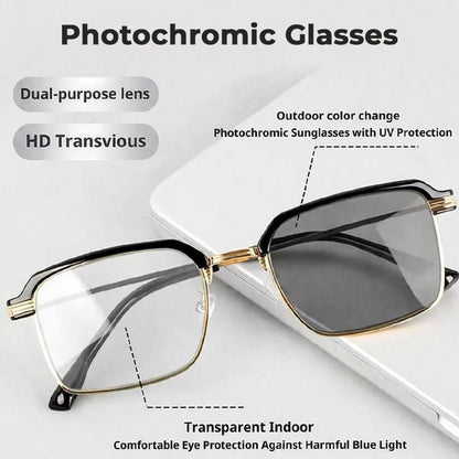 👓Fotokromatiska glasögon – Automatisk mörkläggning, UV400-blockering av blått ljus