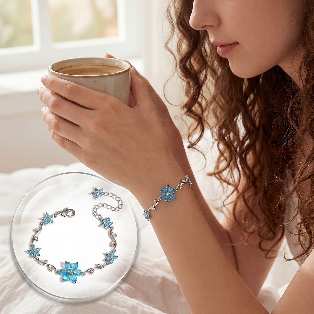 Elegant blomarmband för kvinnor – 5-blads kristallblomsdesign, justerbar kedj