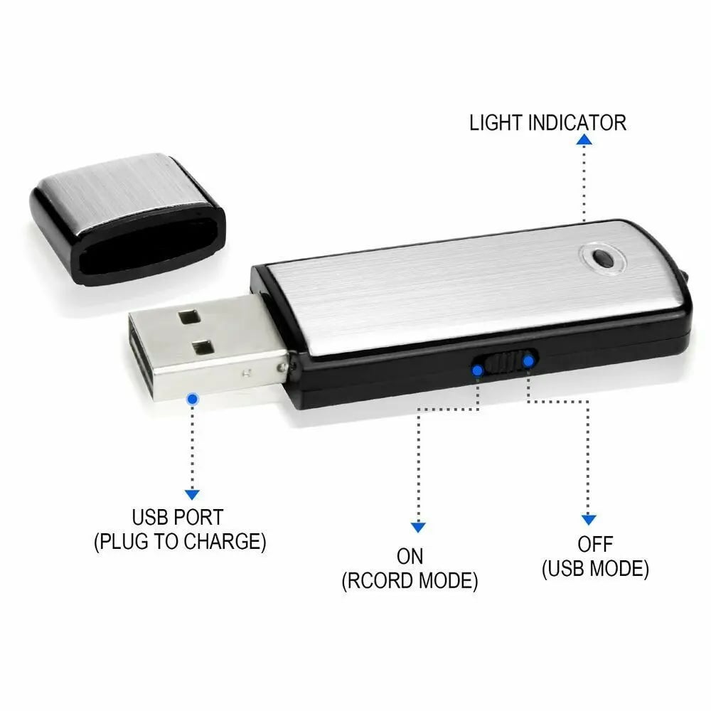 USB-minne Röstinspelare 2-i-1 – Röstaktiverad, Smart brusreducering, Automatisk filsparning