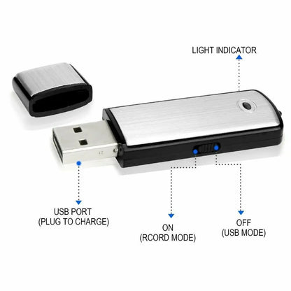 USB-minne Röstinspelare 2-i-1 – Röstaktiverad, Smart brusreducering, Automatisk filsparning