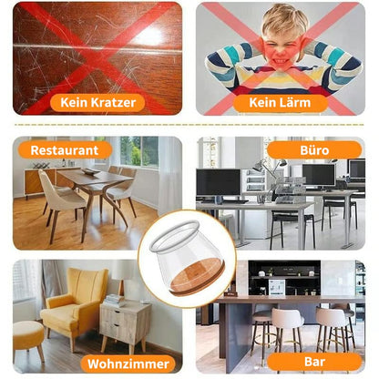 ✨ Universella stolsbenskydd av gummi – Passar alla stolsbensformer, reptåliga och slitstarka, den ultimata lösningen för att skydda dina golv.