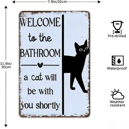 Vintage svartvit katt och höglandsboskap som väggkonst