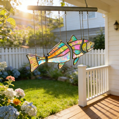 Handgjord röd trumma i målat glas - Illusionen av simning