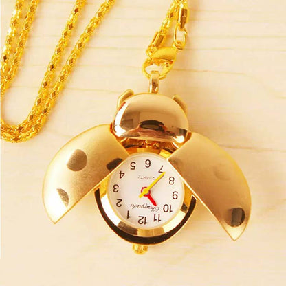 🐞 Halsband med vintage nyckelpiga-fickur