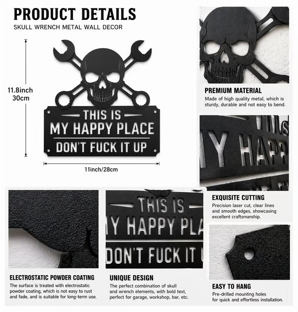💀🛠️"Detta är min lyckliga plats" Metallväggkonstskylt🔥