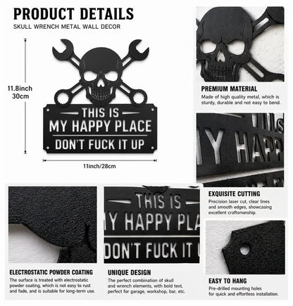 💀🛠️"Detta är min lyckliga plats" Metallväggkonstskylt🔥