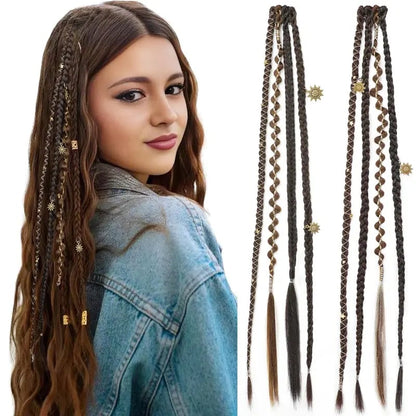 🌿🎨 Boho-flätor med pärlor och klämfäste – Enkel förvandling av frisyren för festivaler och vardagen (✨2 st.)