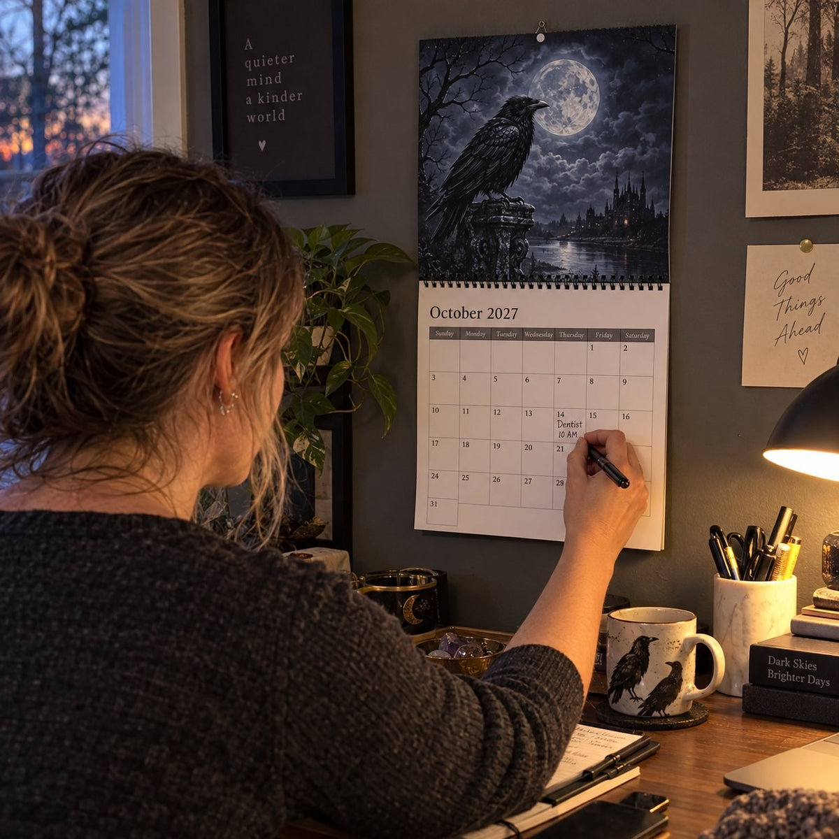 🐦‍⬛Raven & Crow 2027 Väggkalender — 12 månader av månbelyst gotisk konst🖤