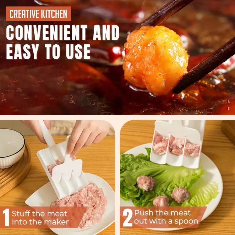 🔥49% RABATT! Trippel köttbullemaskin – Forma 3/4 perfekta köttbullar samtidigt för pasta, soppa och gryta