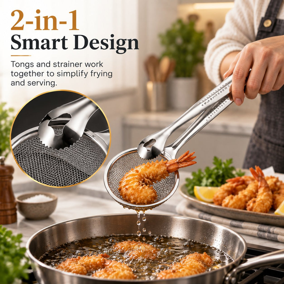 2-i-1 oljefilterklämma, matsil för stekt mat 🍳