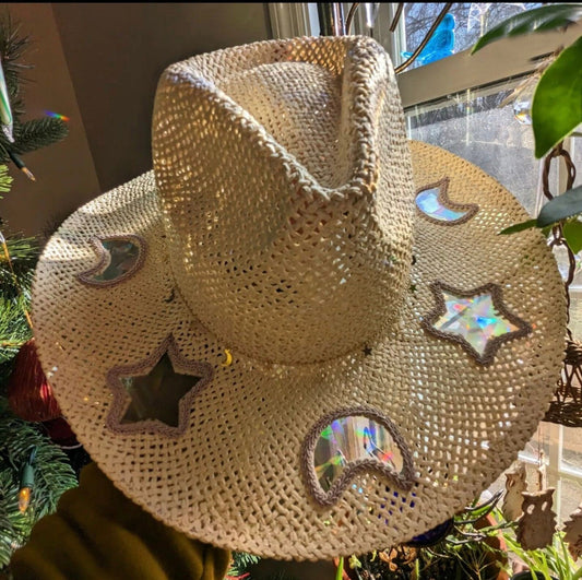 Sista dagen 50% rabatt🔥Suncatcher Cowgirl Halm Prisma Hatt