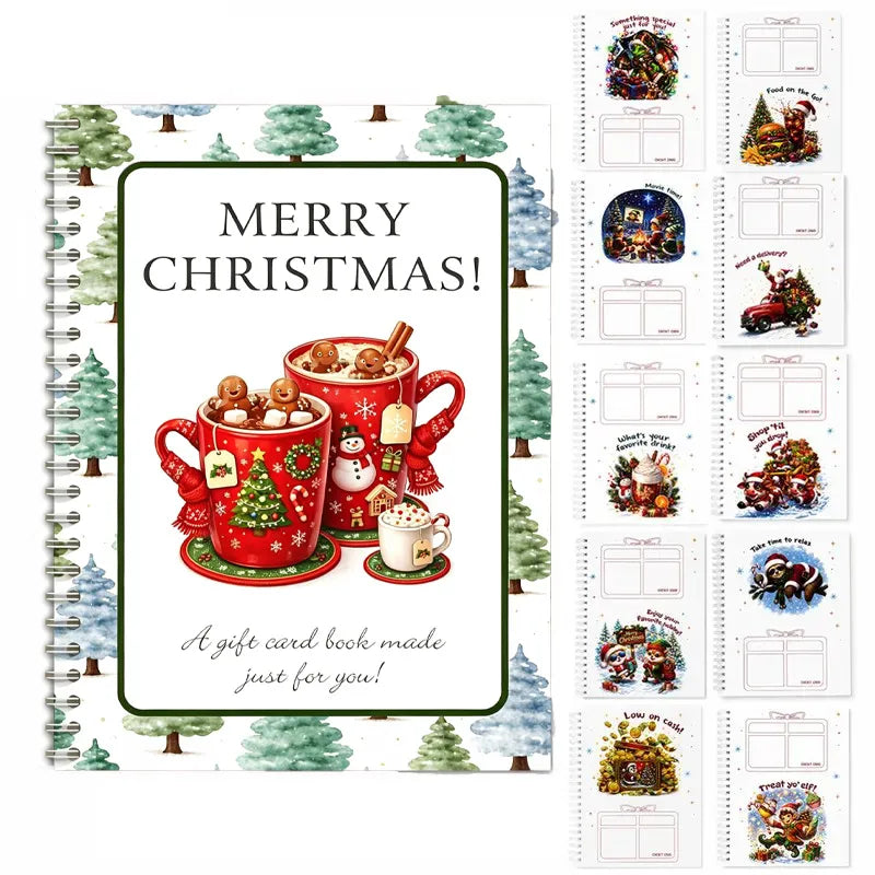 🔥🎁70% RABATT!!! - Redo för jul!🎅 Julklappskortshäfte -👍Gör-det-själv spiralbundet julklappskortshållarbok