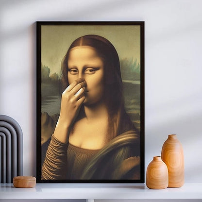 Imitation Mona Lisa konstdekoration, rolig vintage toalett humor rum deko