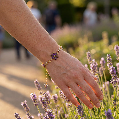 Elegant blomarmband för kvinnor – 5-blads kristallblomsdesign, justerbar kedj