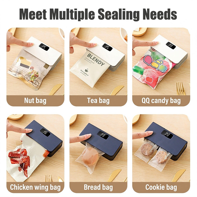 🔧Bärbar USB-förseglingsmaskin med två funktioner – försegling och öppning, LED-display med 6 inställningar
