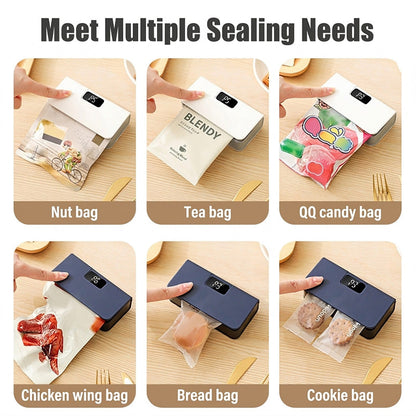 🔧Bärbar USB-förseglingsmaskin med två funktioner – försegling och öppning, LED-display med 6 inställningar