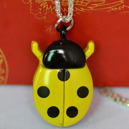 🐞 Halsband med vintage nyckelpiga-fickur