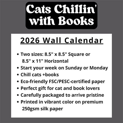 🔥Sista dagen 49 % rabatt - 😻🗓️Katter som chillar med böcker 2026 väggkalender