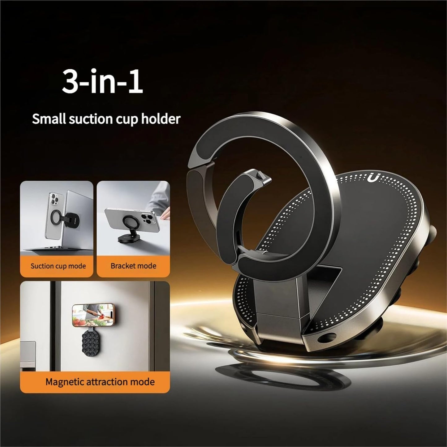 🔥 3-i-1 sugande magnetisk telefonhållare