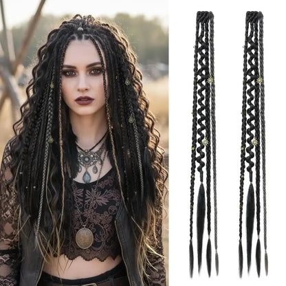 🌿🎨 Boho-flätor med pärlor och klämfäste – Enkel förvandling av frisyren för festivaler och vardagen (✨2 st.)