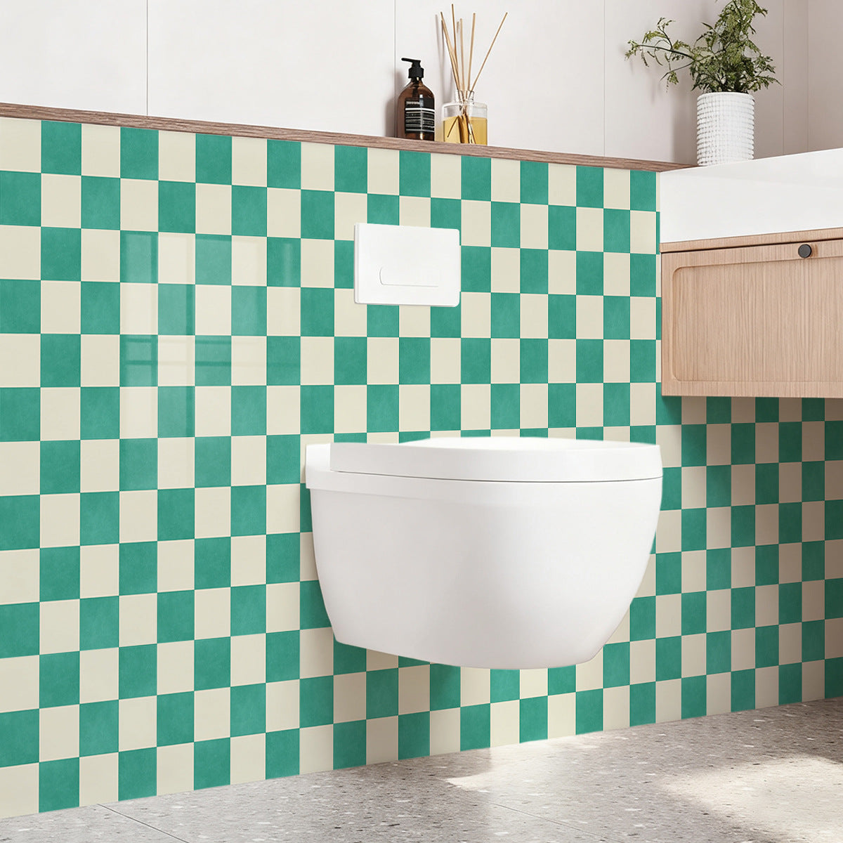 🏠Kökskakelklistermärken – rutmönster, DIY-dekoration för hemrenovering