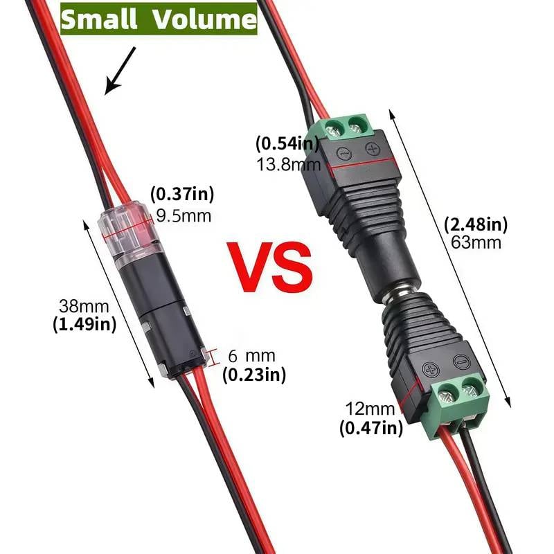 Snabb kabeldragning🔌Dubbelkabelsanslutning Led-ljusslingans anslutningar 2 stift