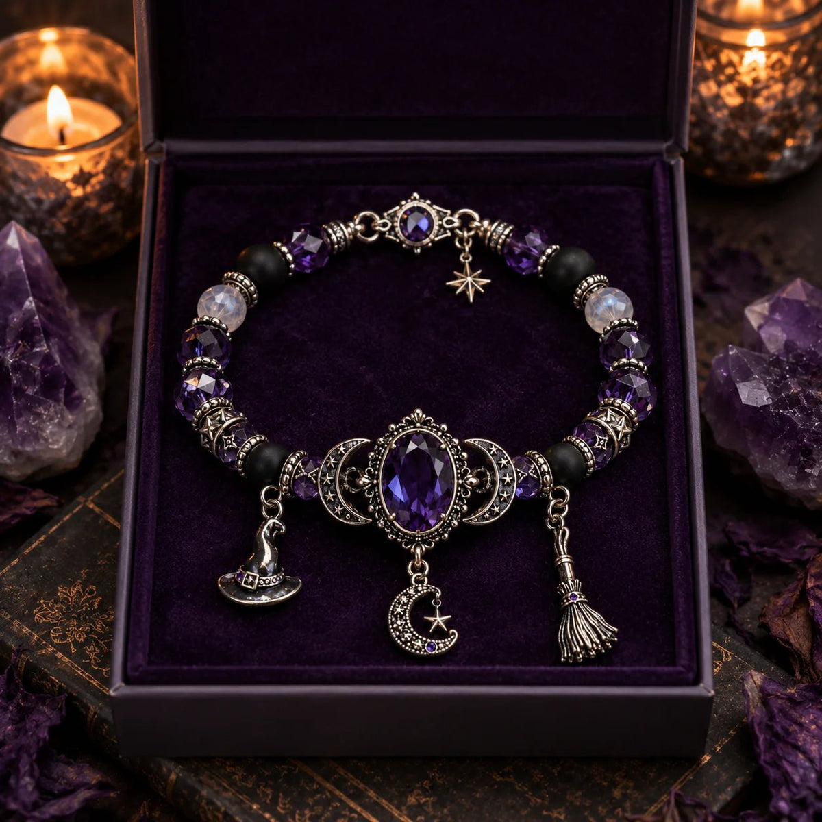 🔥 SISTA DAGEN 49% RABATT – 🔮 Häxans Kristallmåne-berlockarmband