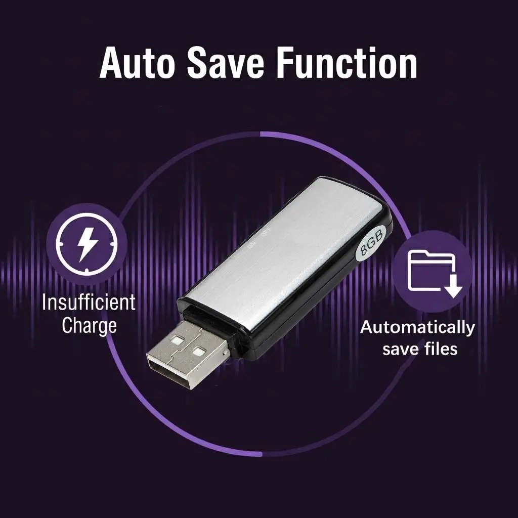 USB-minne Röstinspelare 2-i-1 – Röstaktiverad, Smart brusreducering, Automatisk filsparning