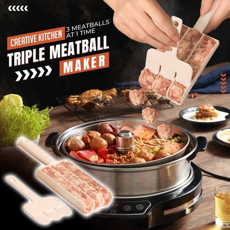 🔥49% RABATT! Trippel köttbullemaskin – Forma 3/4 perfekta köttbullar samtidigt för pasta, soppa och gryta