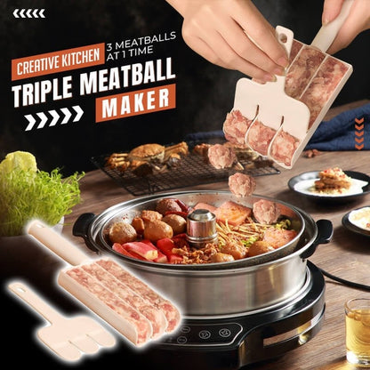 🔥49% RABATT! Trippel köttbullemaskin – Forma 3/4 perfekta köttbullar samtidigt för pasta, soppa och gryta