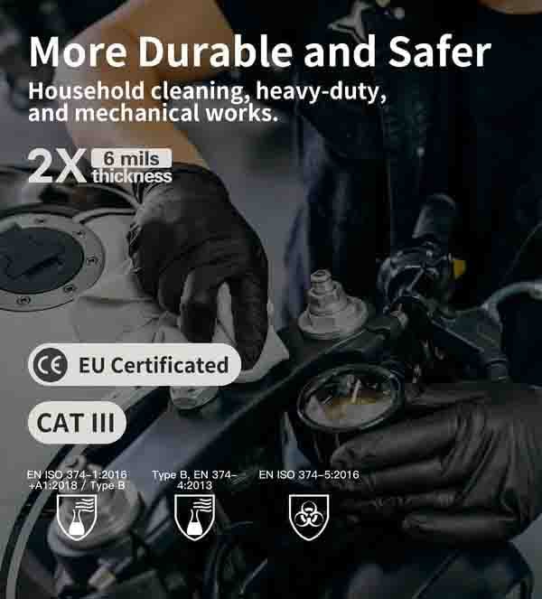 Nitrilhandskar, 100/50-pack - Svarta engångshandskar | Tjocka & Skyddande