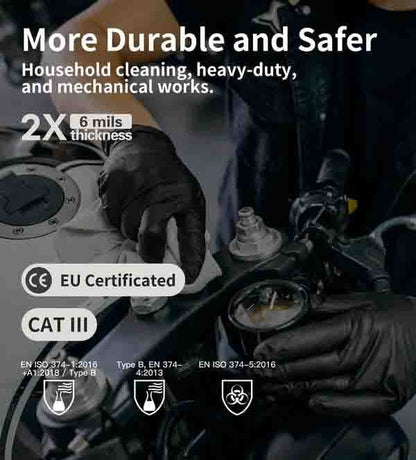 Nitrilhandskar, 100/50-pack - Svarta engångshandskar | Tjocka & Skyddande