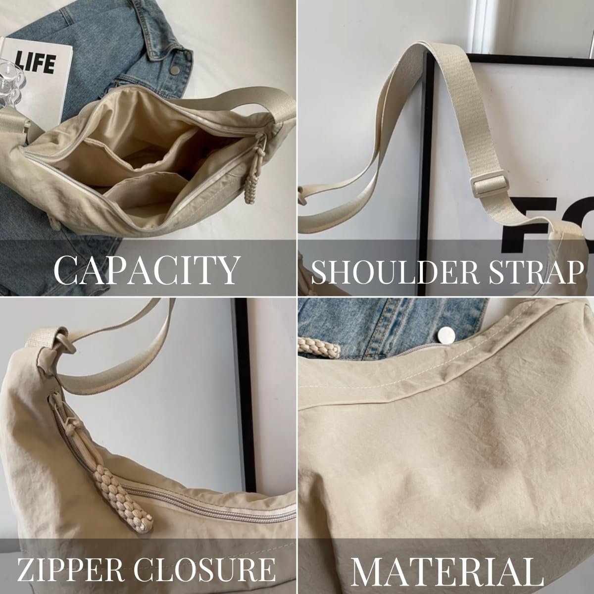 🏆5 000 sålda denna vecka!🔥Designer Direktförsäljning👜 Dammode Enfärgad Axelremsväska i Nylon