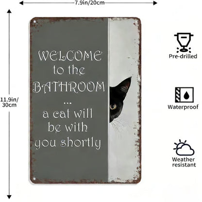 Vintage svartvit katt och höglandsboskap som väggkonst