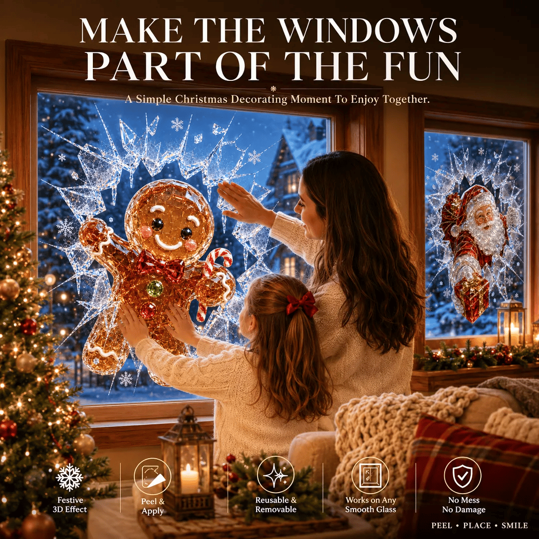 🔥HETEREA 49% RABATT✨🎄Kristalljuldekal för inbrott i fönstret — 3D-fönsterdekoration av krossat glas