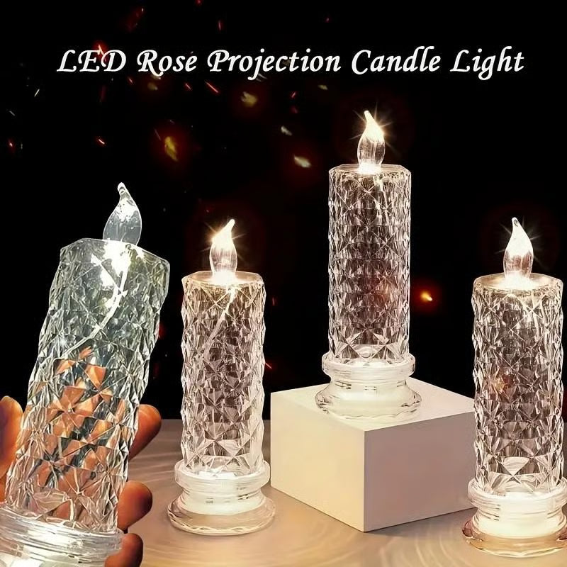 🔥🎁 LED-ljus i kristallform – elegant sken och mysig stämning