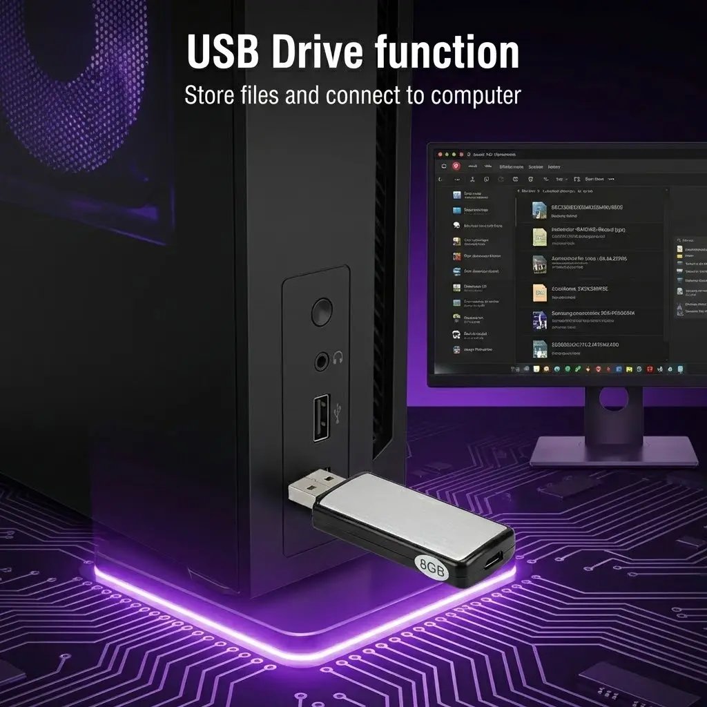 USB-minne Röstinspelare 2-i-1 – Röstaktiverad, Smart brusreducering, Automatisk filsparning