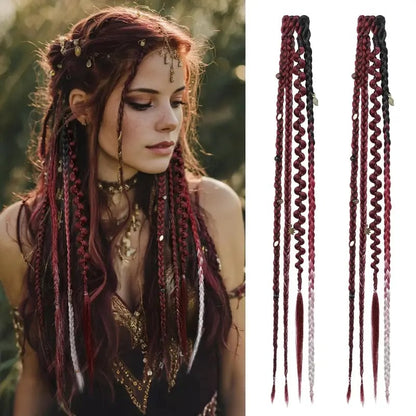 🌿🎨 Boho-flätor med pärlor och klämfäste – Enkel förvandling av frisyren för festivaler och vardagen (✨2 st.)