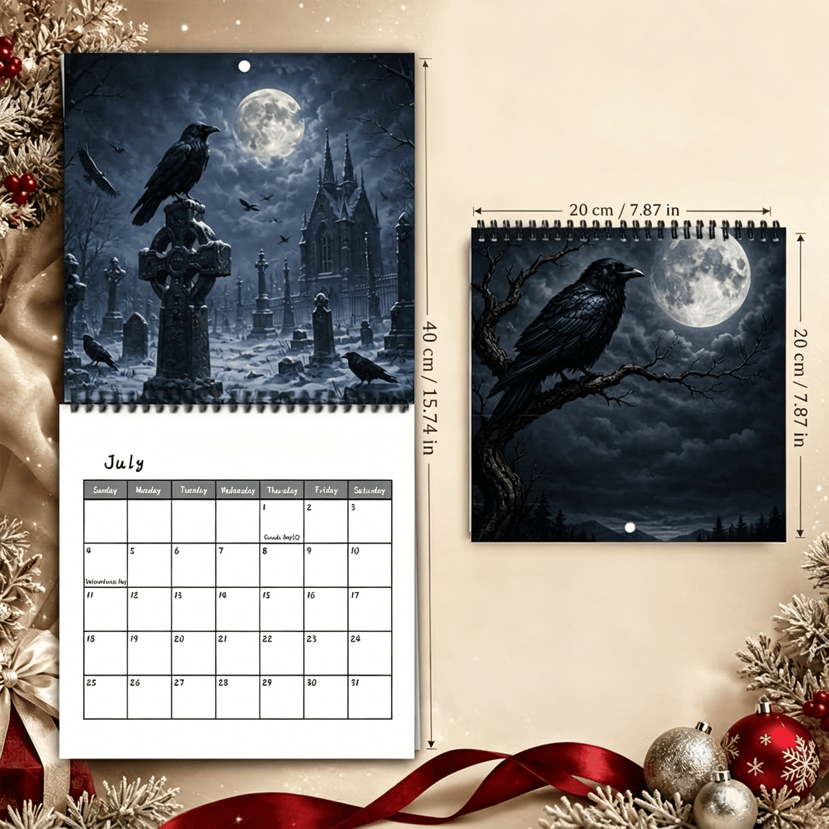 🐦‍⬛Raven & Crow 2027 Väggkalender — 12 månader av månbelyst gotisk konst🖤