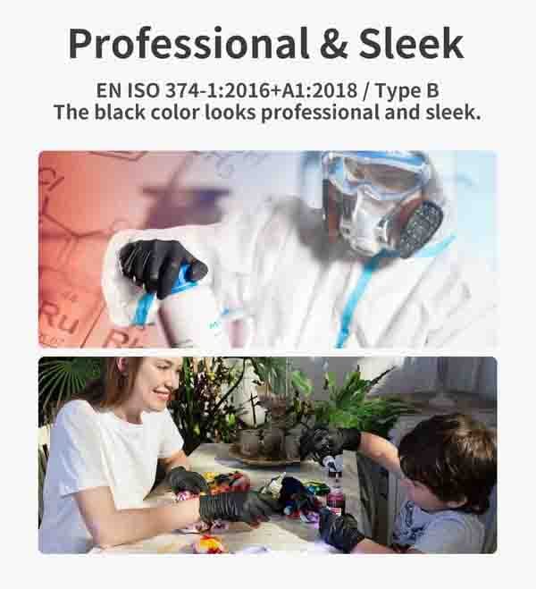 Nitrilhandskar, 100/50-pack - Svarta engångshandskar | Tjocka & Skyddande