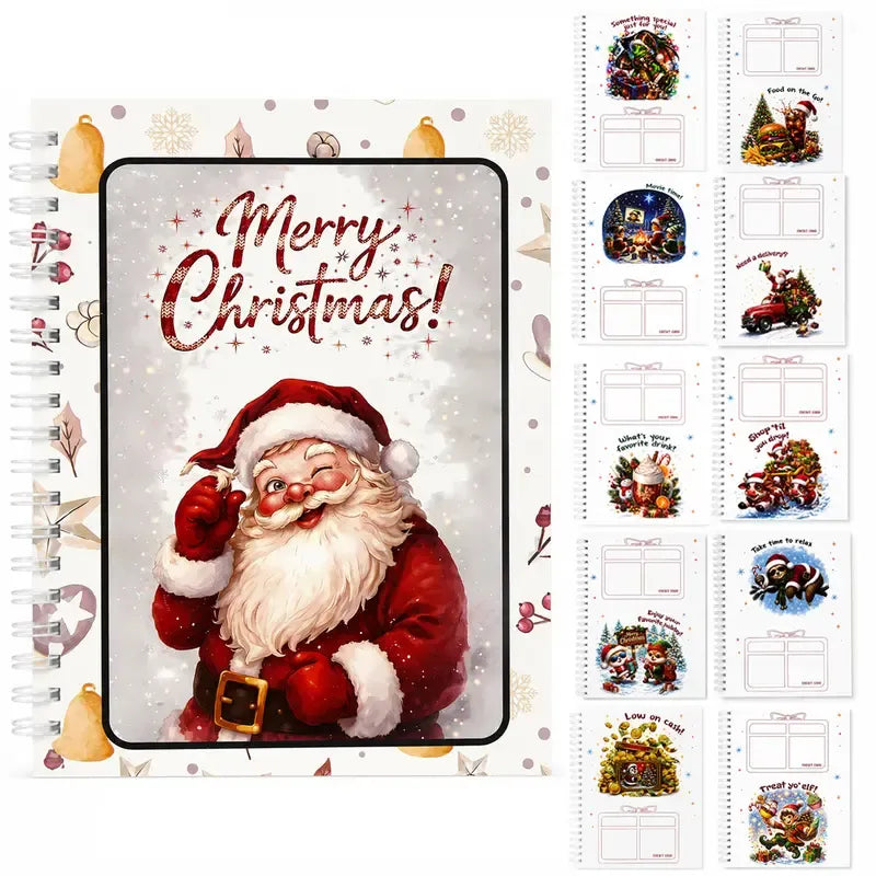 🔥🎁70% RABATT!!! - Redo för jul!🎅 Julklappskortshäfte -👍Gör-det-själv spiralbundet julklappskortshållarbok