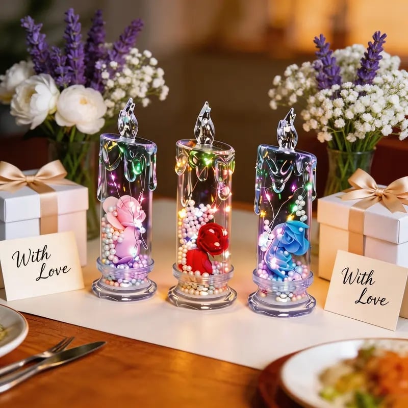 💖 Tidsbegränsat erbjudande för mors dag 🌹 Rosformad ljuslampa