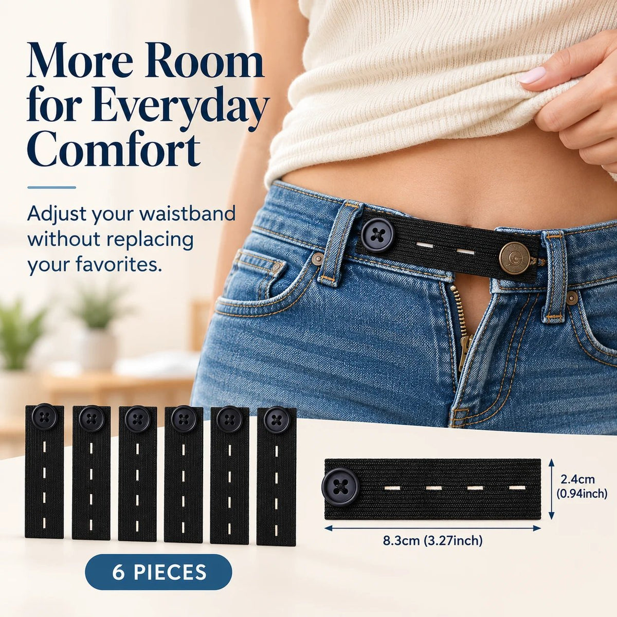 👖 Elastiska knappar i midjan – Justerbar komfort